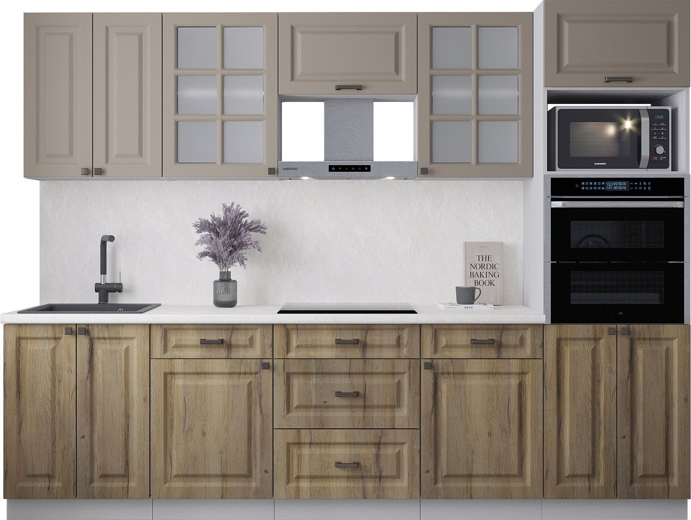 

Готовая кухня Интерлиния Мила Деко 2.8 (дуб вотан/луна/опал светлый)