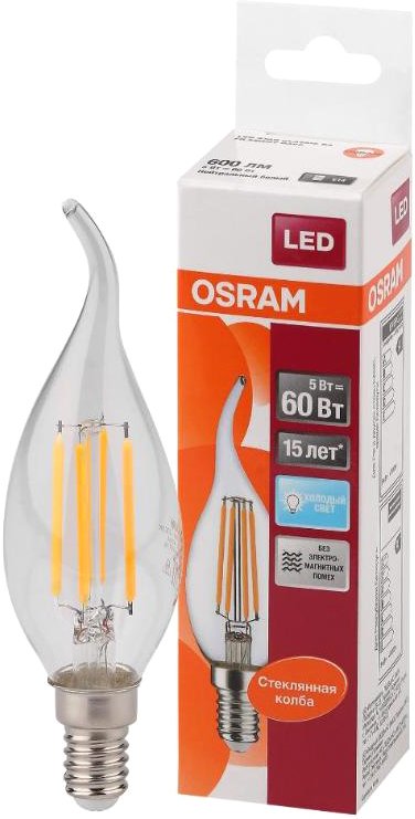 

Светодиодная лампочка Osram LS BA60 5W/840 E14 220-240V CL FIL