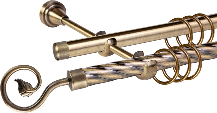 

Карниз для штор АС ФОРОС Grace D19К/19Г + наконечники Завиток одинарный (2м, антик)