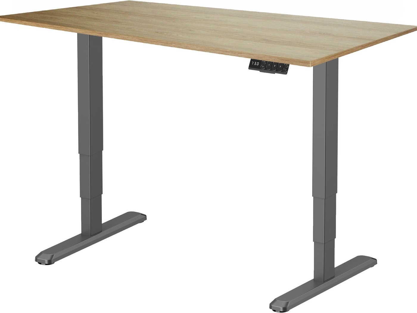 Стол с регулировкой высоты ErgoSmart Unique Ergo Desk 1380х800х18 мм (дуб натуральный/черный)