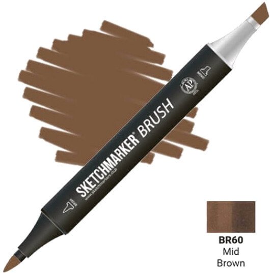 

Маркер художественный Sketchmarker Brush Двусторонний BR60 SMB-BR60 (средний коричневый)