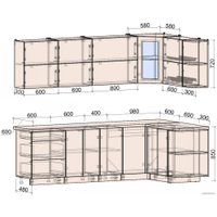 Готовая кухня Интерлиния Мила Матте 1.5x2.6 А правая (индиго/индиго глянец/кастилло темный)