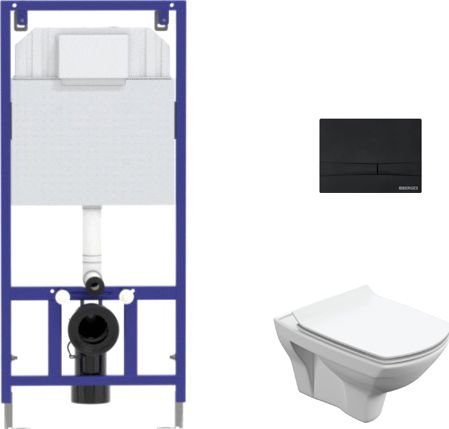 

Унитаз подвесной Cersanit Carina S-MZ-CARINA-XL-COn-S-DL-w + 525 040000 + F5 040055