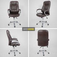 Офисное кресло AksHome King A (натуральная кожа, темно-коричневый)