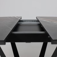 Кухонный стол Listvig Merlin 110-150х75 (МДФ+HPL-пластик черный Sahara Noir/черный)