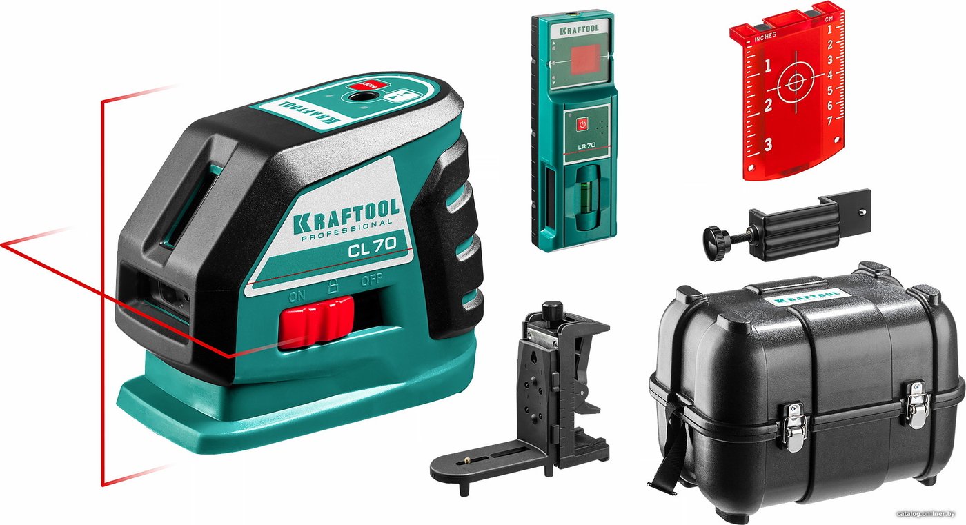 Лазерный нивелир KRAFTOOL CL-70-4 34660-4 (с держателем и детектором, кейс)