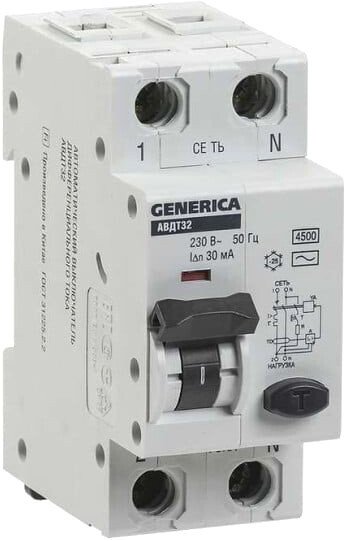 

Выключатель автоматический Generica АВДТ 32 С25 MAD25-5-025-C-30