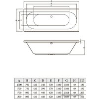 Ванна Bonito Home Ilias 170x75 (с ножками)