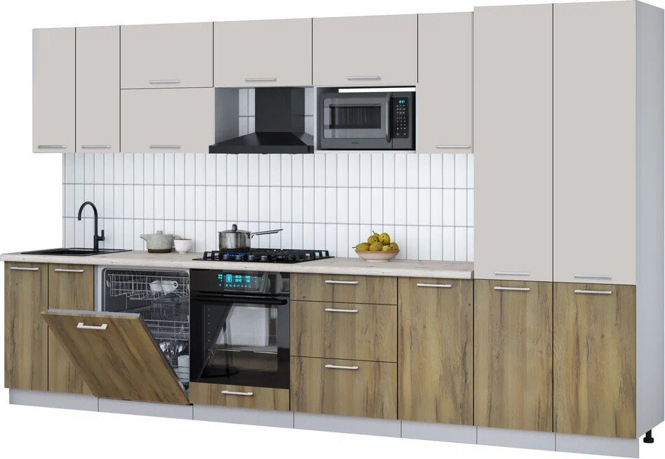 

Готовая кухня Интерлиния Мила Gloss 3.6-ПМ2 (дуб вотан/кашемир/бискайская сосна)