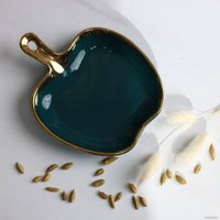 Блюдо AksHome Moonshine 23 (темно-зеленый/золото)