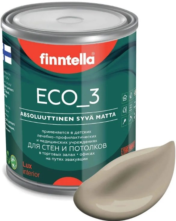 

Краска Finntella Eco 3 Wash and Clean Taos F-08-1-1-LG151 0.9 л (бежевый хаки)