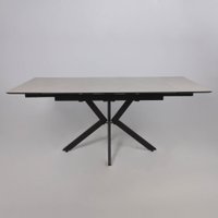 Кухонный стол Lepremo AV 2111 МДФ+керамика раздвижной 1200-1800x800 (серый матовый Carmen Light Grey/черный)