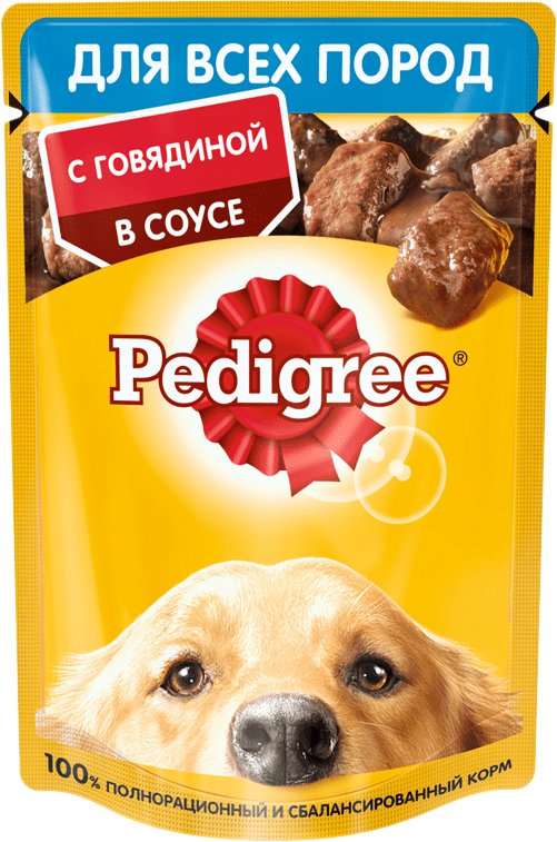 

Пресервы Pedigree для взрослых собак всех пород с говядиной в соусе 85 г
