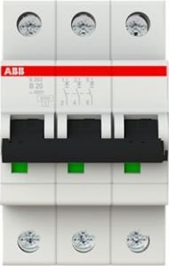 

Выключатель автоматический ABB S203-B20 3P B 20A 6kA 3M 2CDS253001R0205