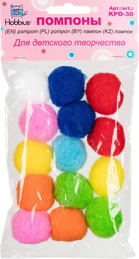 

Набор для создания поделок/игрушек Hobbius KPO-30 Помпоны 30 мм (15 шт, ассорти)