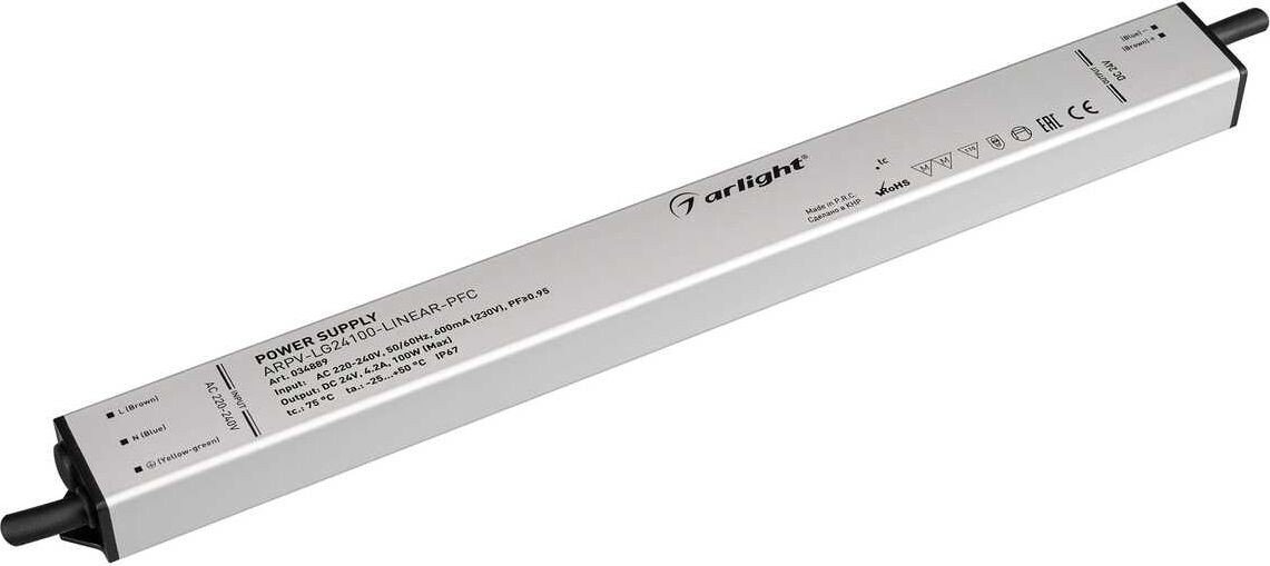 

Блок питания Arlight ARPV-LG24100-Linear-PFC 24V 100W IP67 4.2A 034889