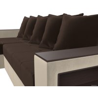 Угловой диван Лига диванов Дубай лайт левый (микровельвет коричневый/бежевый)