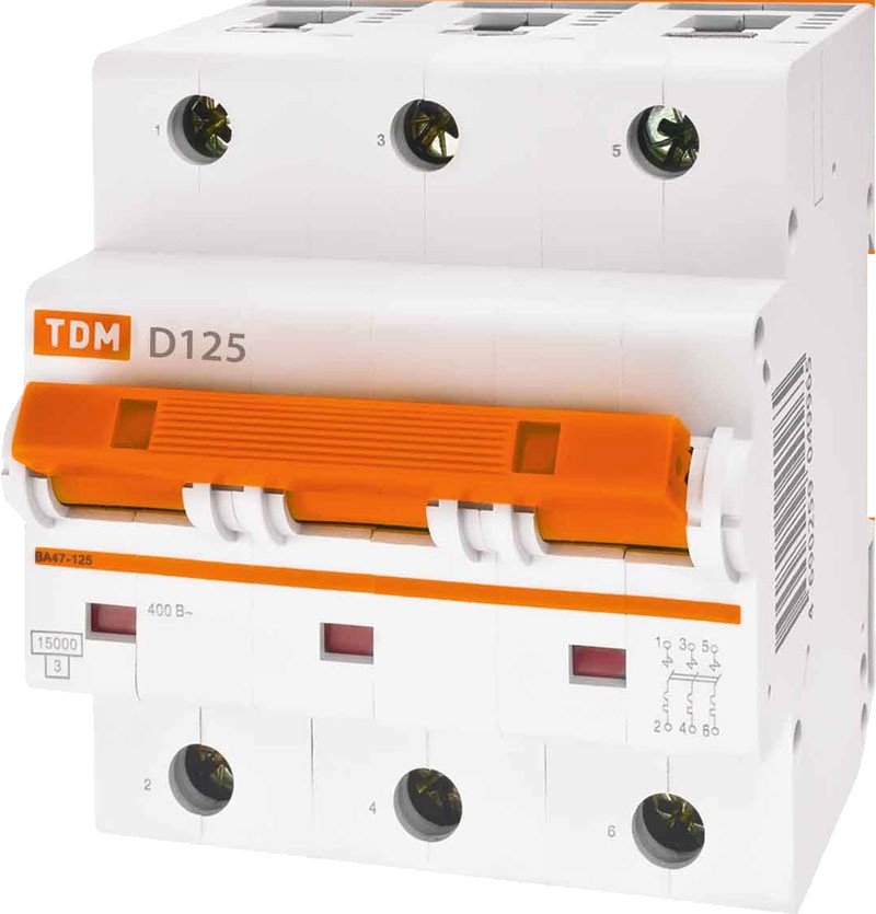 

Выключатель автоматический TDM Electric ВА 47-125 3Р 125А (D) 15кА SQ0208-0036