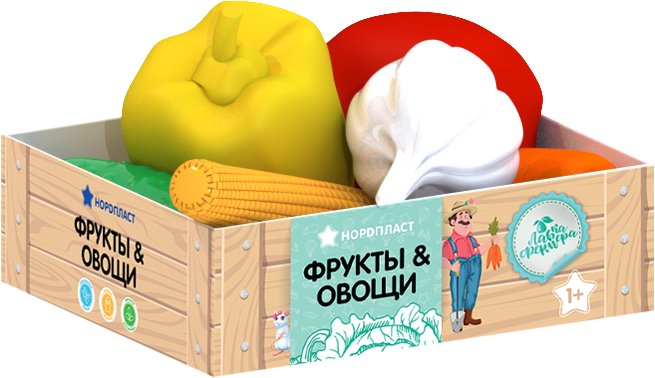 

Набор игрушечных продуктов Нордпласт Овощи в ящике 434/2