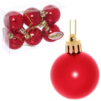 Серпантин Глянец шар 4 см 6 шт (красный) 183-832