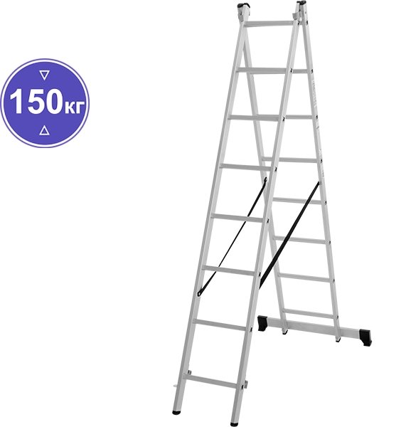 

Лестница-стремянка Новая высота NV 122 алюминиевая двухсекционная 2x8 ступеней