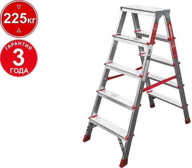 

Лестница-стремянка Новая высота NV 312 двухсторонняя профессиональная 2x5 ступеней