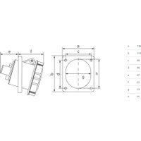Розетка промышленная КС YHT 4352 3Р+РЕ+N 63А 380В IP67 74314