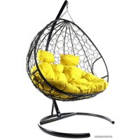 Подвесное кресло M-Group Для двоих 11450411 (черный ротанг/желтая подушка)