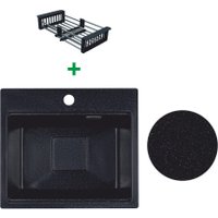 Кухонная мойка Marblan Comfort 48 (черный, с сифоном и колландером)