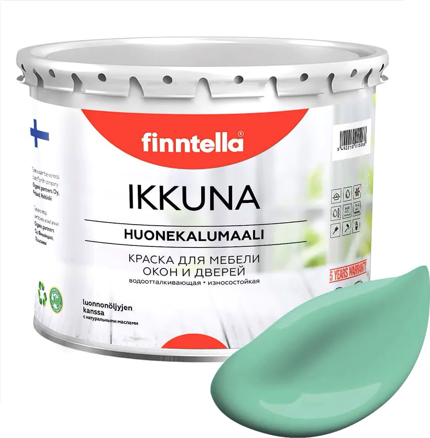 

Краска Finntella Ikkuna Viilea F-34-1-3-FL037 2.7 л (светло-бирюзовый)