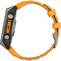 Умные часы Garmin Fenix 8 Sapphire, Titanium 47мм (светло-серый, оранжевый силиконовый ремешок)