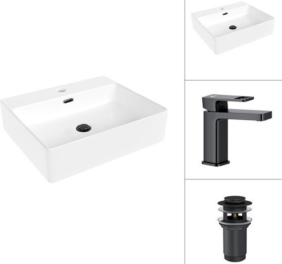 

Умывальник Lauter 21478 + Cascade 21СК655BS с донным клапаном 21190B (черный матовый)