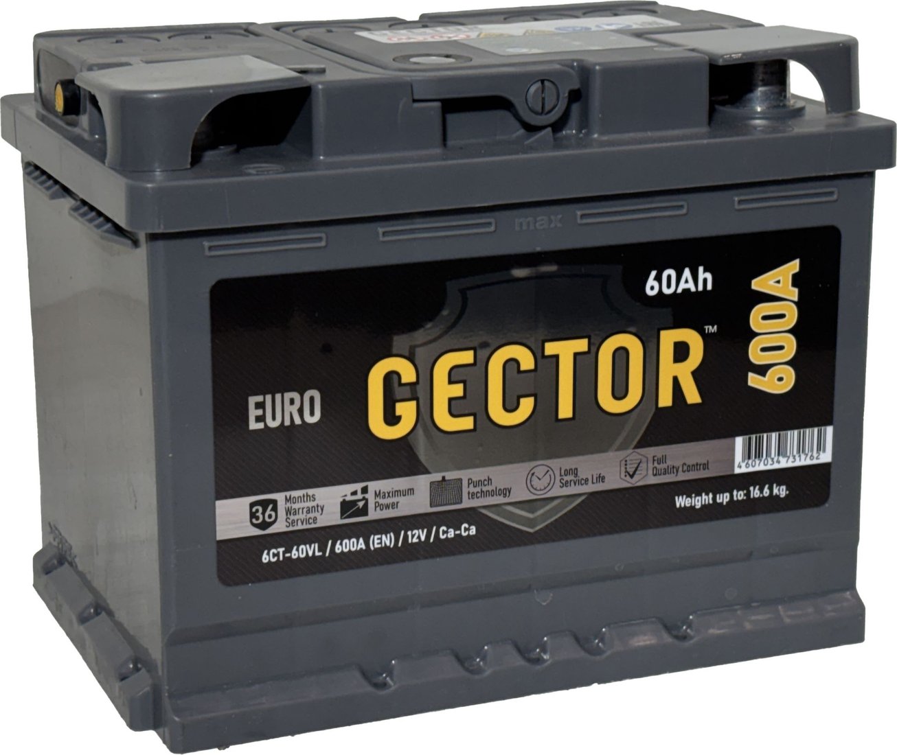 Автомобильный аккумулятор Gector 60 R (60 А·ч)