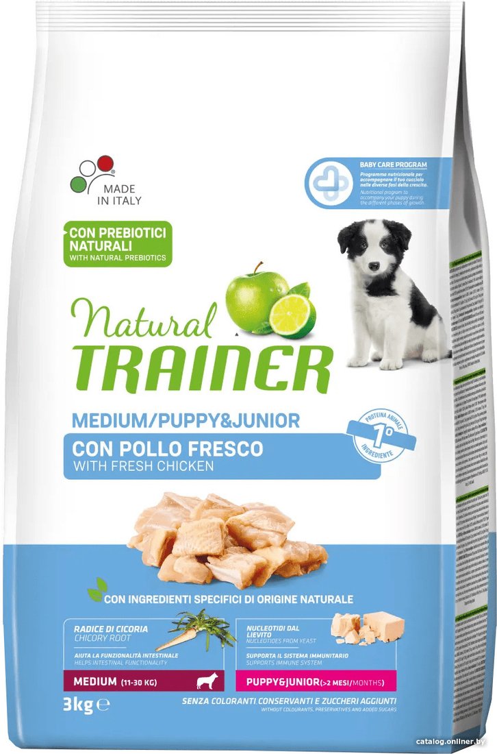 Сухой корм для собак Trainer Natural Medium Puppy and Junior (для средних пород со свежей курицей) 3 кг