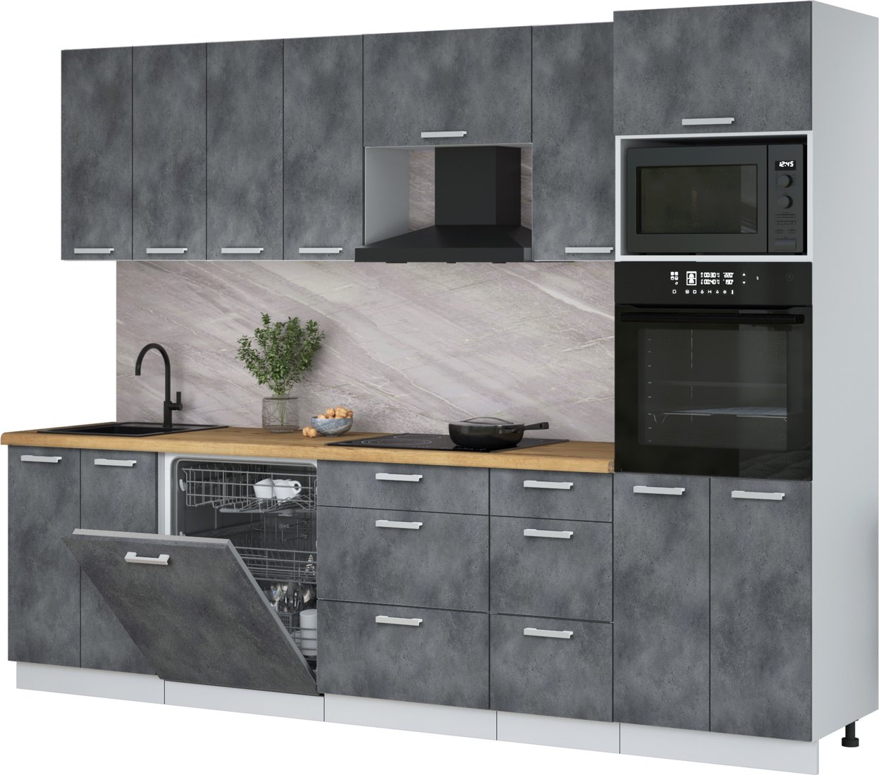 

Готовая кухня Интерлиния Мила Лайт 2.8-ПМ1 (бетон портленд/бетон портленд/дуб бунратти)