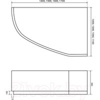 Ванна Lauter Valencia 140x95 2102140R (с ножками и лицевым экраном)