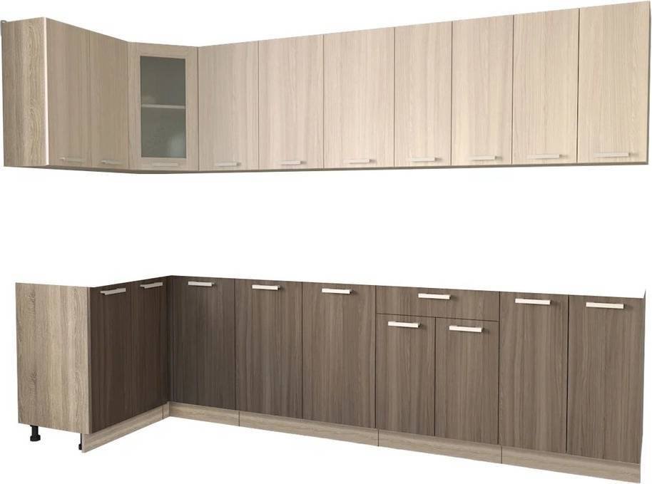 

Готовая кухня Интерлиния Мила 12x30 без столешницы (шимо светлый/шимо темный)
