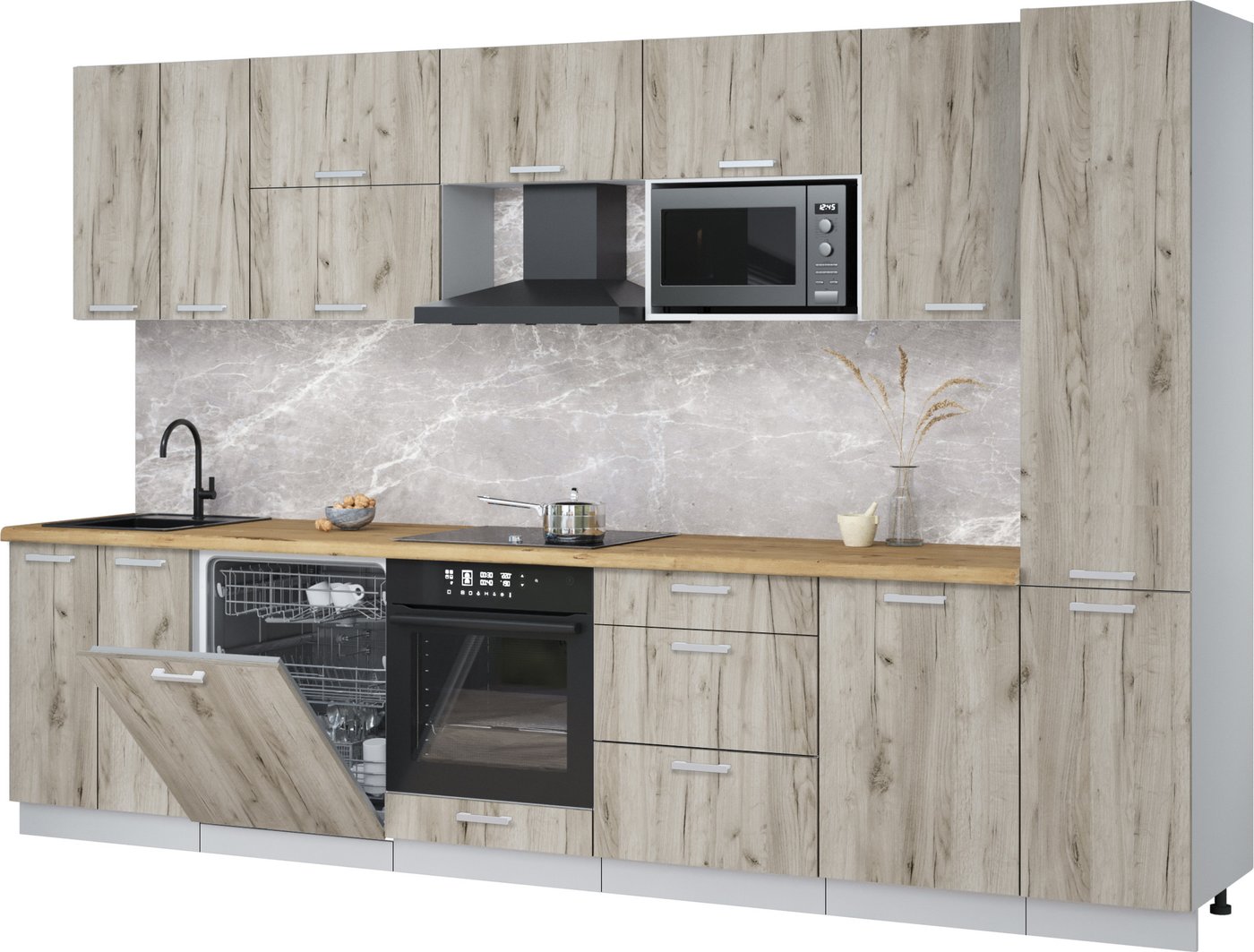 

Готовая кухня Интерлиния Мила Лайт 3.3-ПМ2 (дуб серый/дуб серый/дуб бунратти)