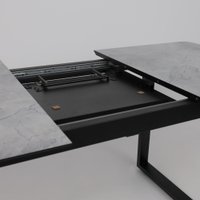 Кухонный стол Lepremo AV 1208 HPL+МДФ раздвижной 1200-1600x800 (мрамор марквина синий/черный)