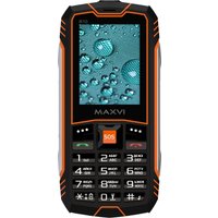 Кнопочный телефон Maxvi R10 (черный/оранжевый)