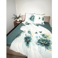 2-спальный комплект постельного белья Luxsonia Изумрудная роскошь 2сп с простыней на резинке ИВТ2409
