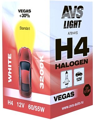 

Галогенная лампа AVS Vegas H4 12V 60/55W 1шт [A78141S]