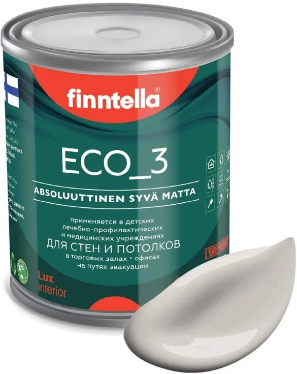 Краска Finntella Eco 3 Wash and Clean Vuoret F-08-1-1-LG243 0.9 л (теп. серо-кор)