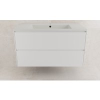 Symbolite Тумба под умывальник Лима 100 Line Plus 2 ящика + Line 100x48 (подвесная, белый матовый/жасмин)