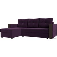 Угловой диван Лига диванов Валенсия Лайт левый (велюр, фиолетовый)