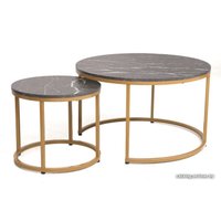 Журнальный столик Signal DION (2 шт., черный мрамор/золотой)