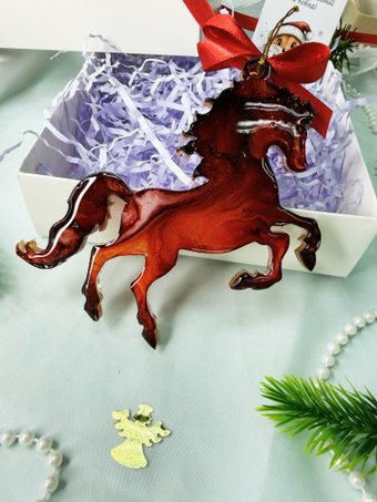 Елочная игрушка Wood_N_Sea Лошадка большая НГ-1 (красный)