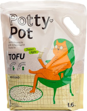 Наполнитель для туалета Potty-Pot Тофу натуральный Молоко 1.6 кг (6 л)