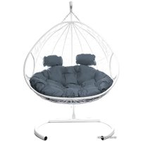 Подвесное кресло M-Group Для двоих 11450109 (белый ротанг/серая подушка)