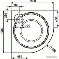 Душевой поддон Roth Rondo 100 100x100 (черный)